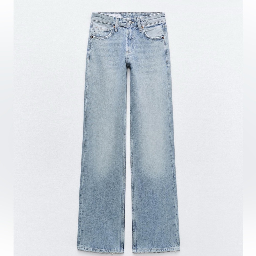 Zara FULL LENGTH TRF MID-RISE WIDE LEG JEANS